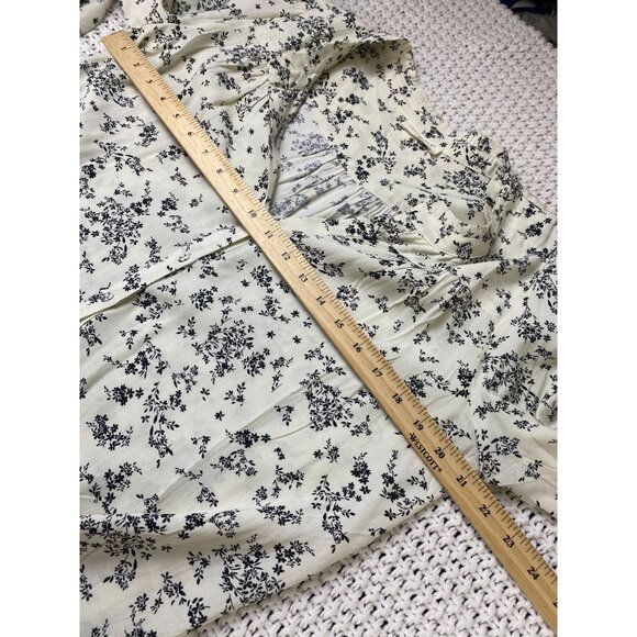 Lovestitch Womens‎ Floral Blouse Long Sleeve Top Cream Black Size Medium Boho - Picture 7 of 15